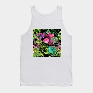 Seamless tropical flower, plant and leaf pattern background Tank Top